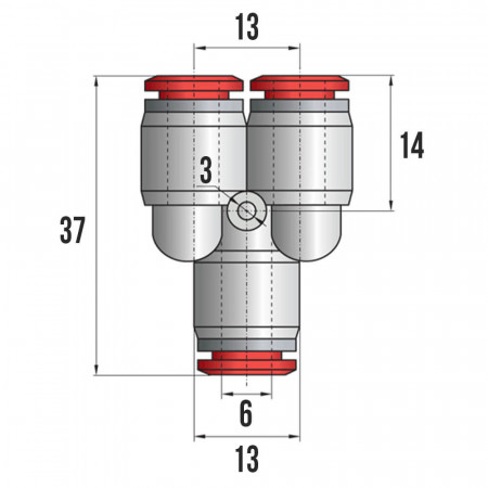 Фитинг тройник Y-образный для полиуретановой трубки